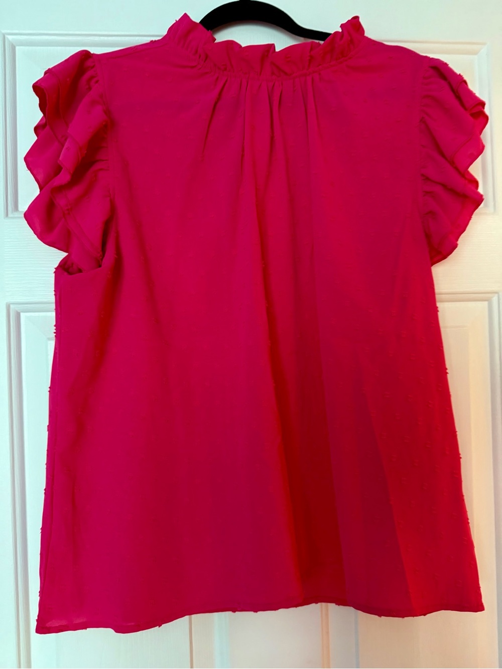 Ruffle Sleeve Blouse in Hot Pink
